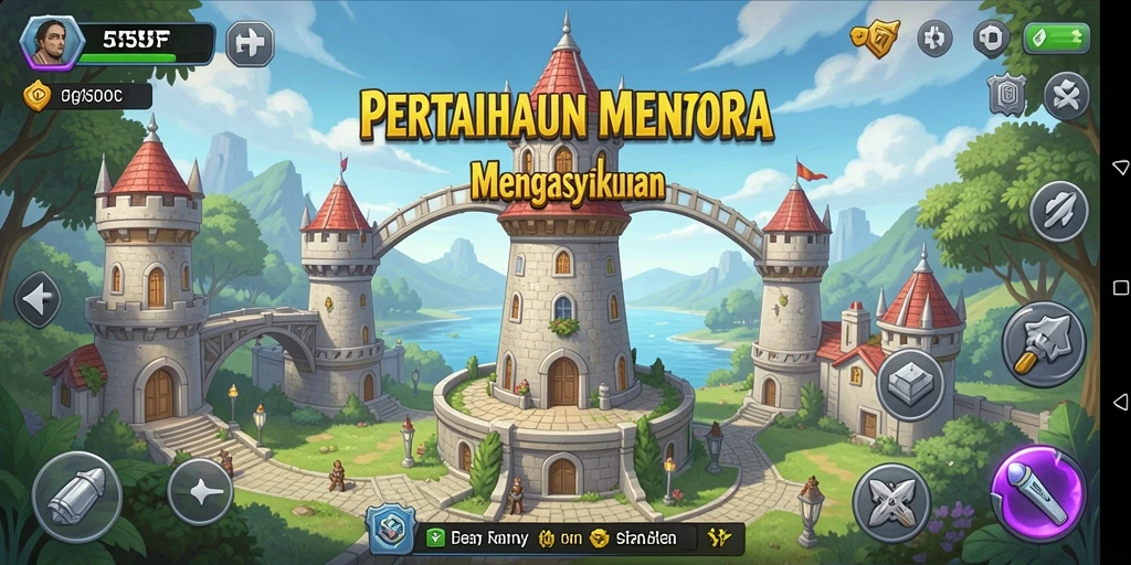 Screenshot menampilkan aksi seru di game Tower Defense 555F.