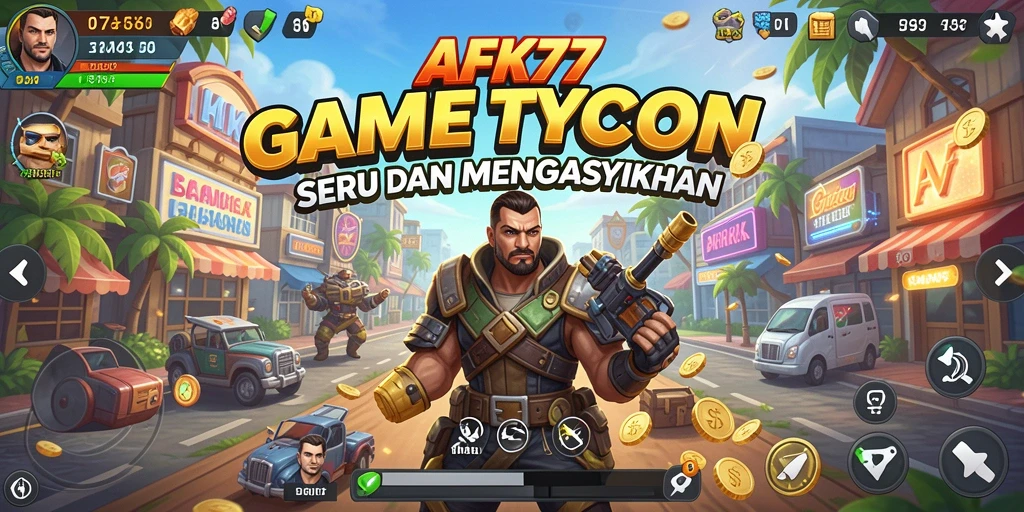 Tampilan gameplay AFK77 yang menarik dalam membangun bisnis.