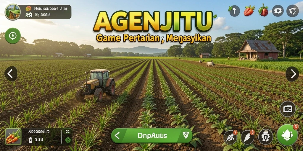 Tampilan gameplay AGENJITU dengan aktivitas bertani yang seru.