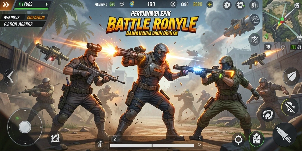 Tampilan pertarungan epic dalam game Battle Royale AYU89.