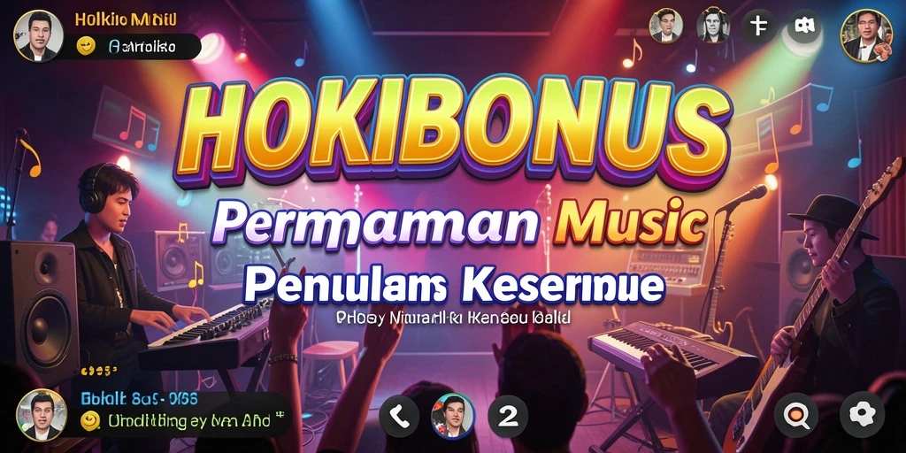 Tampilan gameplay HOKIBONUS yang penuh warna dengan berbagai elemen musik.