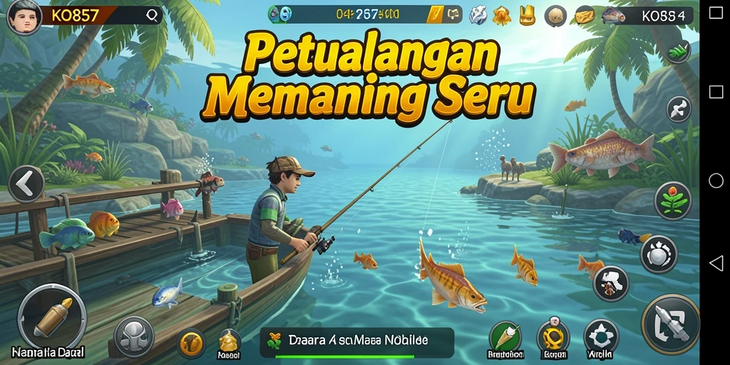 Tampilan gameplay menarik dari KO857 saat memancing ikan.