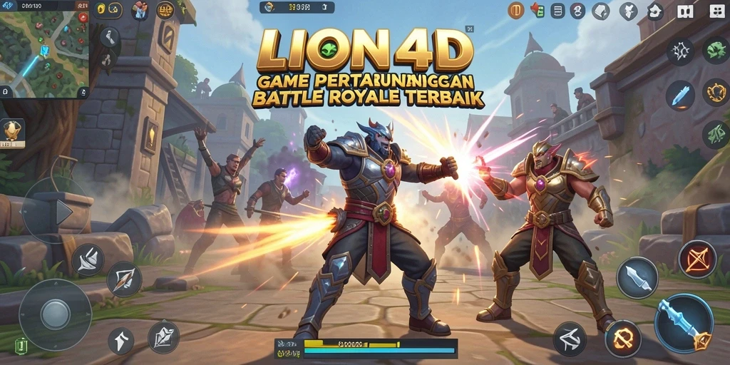 Screenshot gameplay LION4D yang menampilkan aksi seru dalam pertempuran Battle Royale.