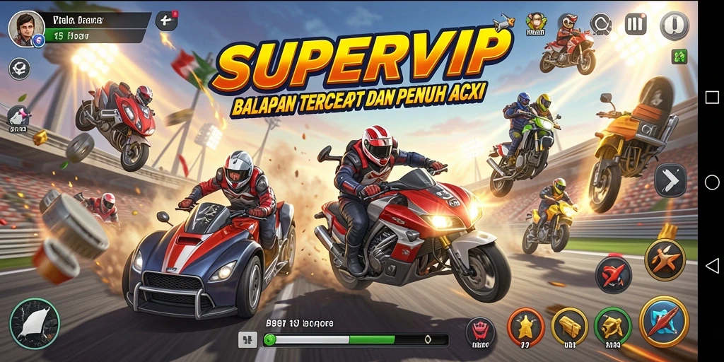 Tampilan menakjubkan dari gameplay balapan yang mendebarkan.