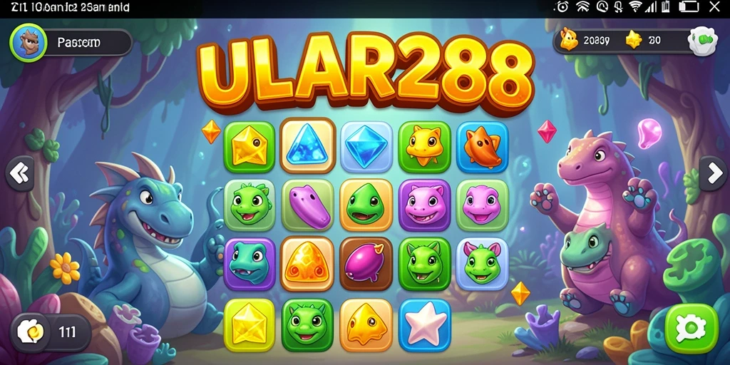 Tampilan gameplay ULAR288 dengan grafis Match-3 yang menarik.